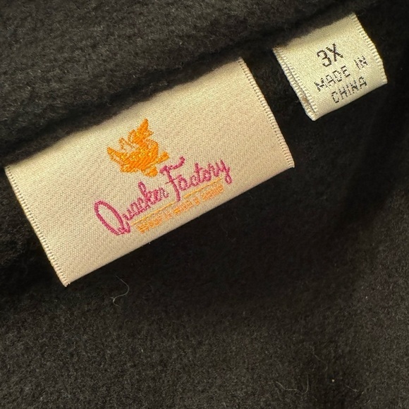 Quacker Factory Sparkle Shine Black Fleece Casual Three Quarter Zip Pullover 3X - Picture 5 of 6